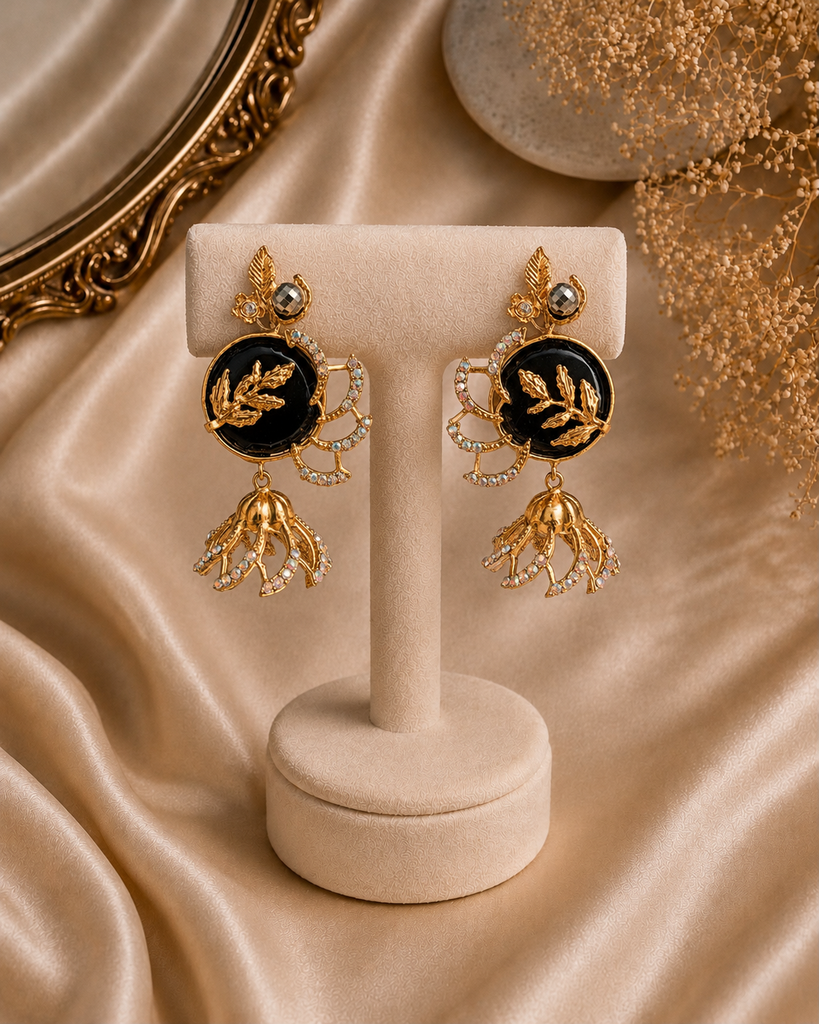 Black Flora Luxe Earrings
