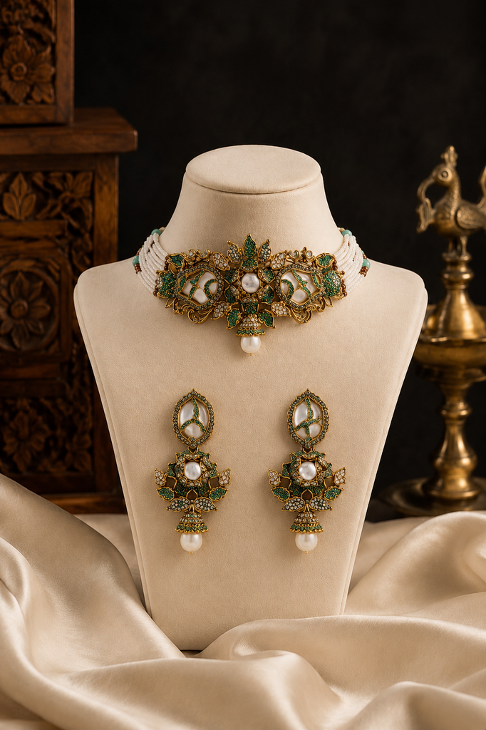 Pearl & Emerald Chokar Set