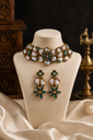 Emerald Pearl Bloom Choker Set