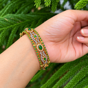Verdant Grace Emerald & Zircon Kada Bangle