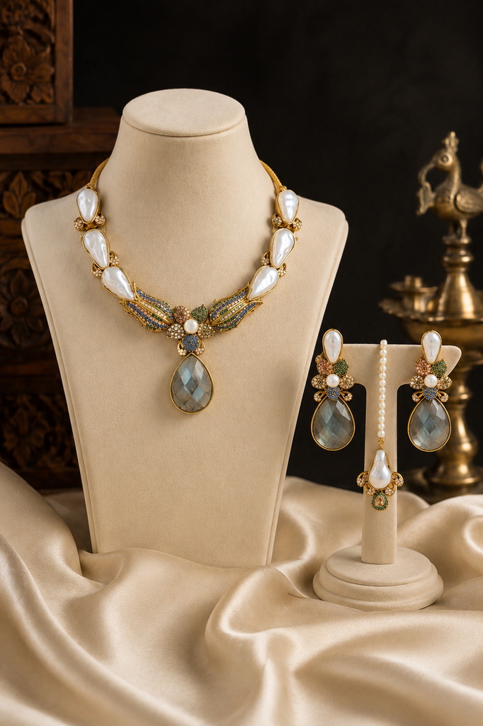 Elegant Multicolor Pearl Statement Set