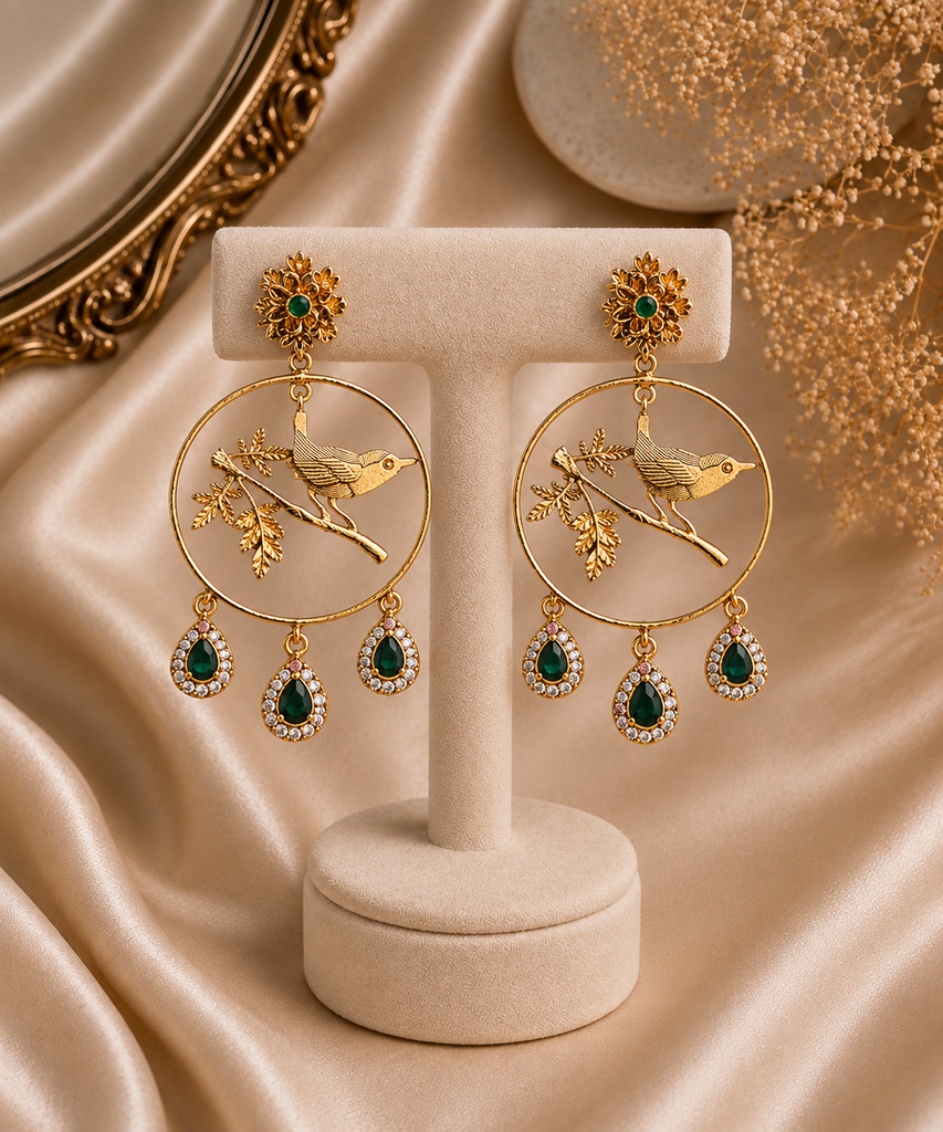 Verdant Songbird Circular Hoop Earrings