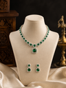 Royal Emerald Halo Necklace Set