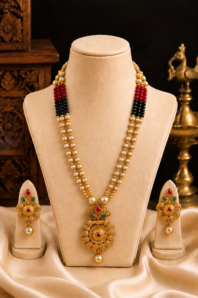 South Indian Dual-Layer Pearl Mala