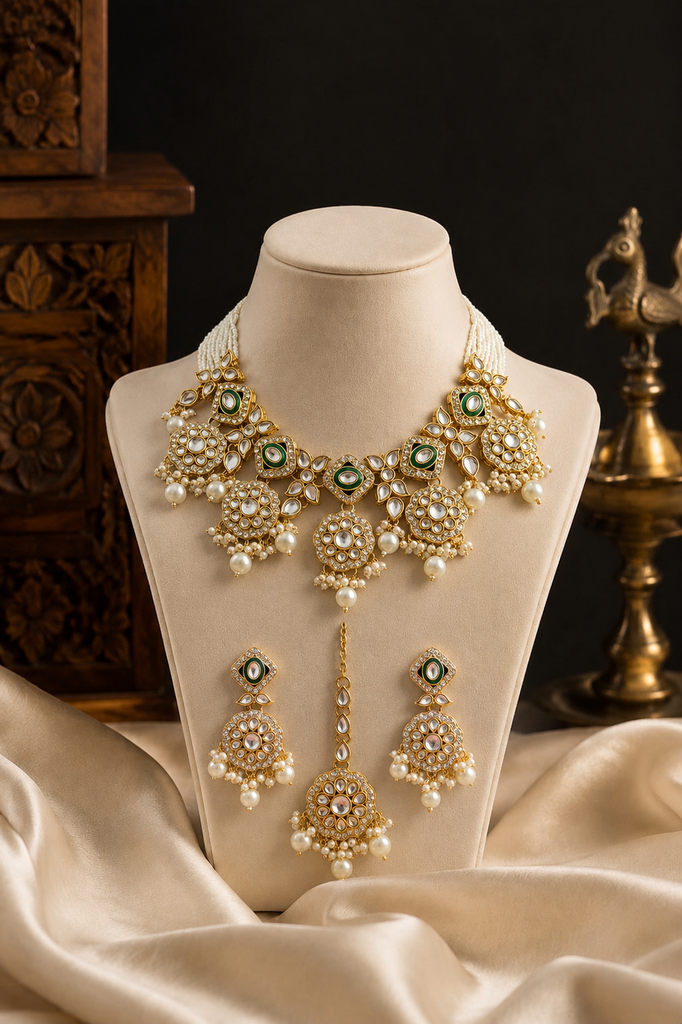 The Handcrafted Meenakari & Kundan Necklace Set