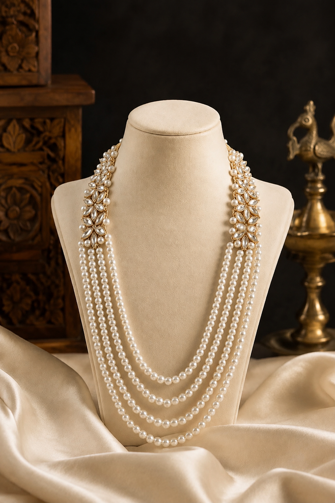 Imperial Chandni Multi-Layer Kundan Pearl Necklace