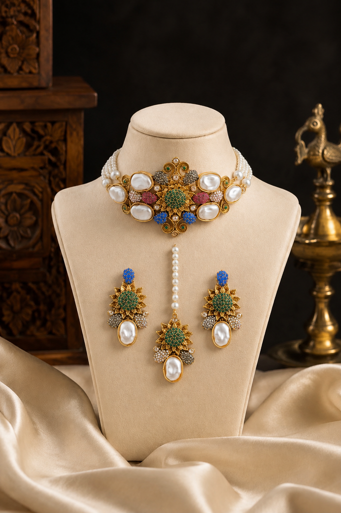 The Pearl & Multi-Gemstone Turkish Choker Set