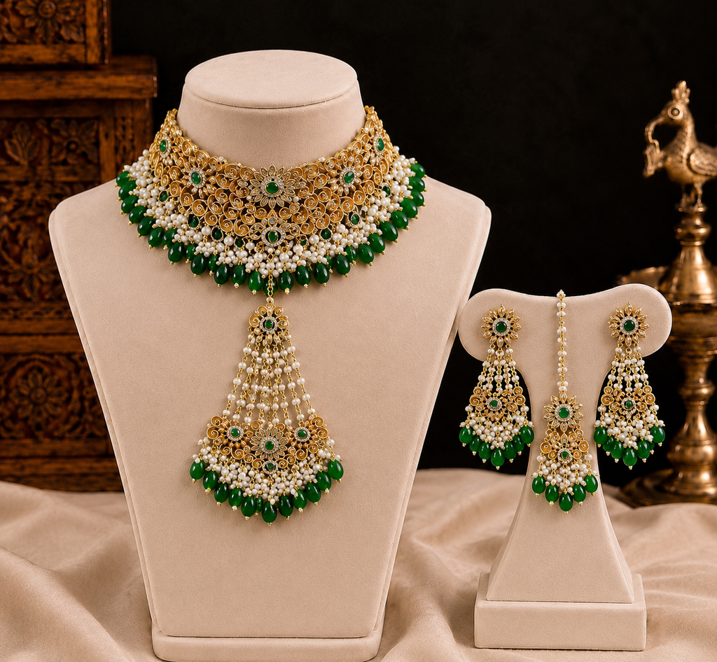 Emerald Royalty – Bridal Choker Set