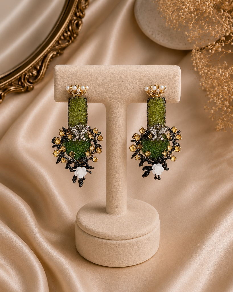 Emerald Meadow Butterfly Earrings