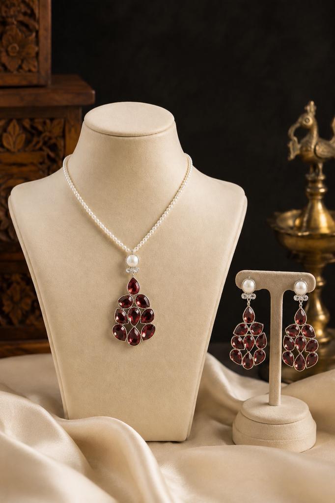 The Red Zircon & Pearl Set
